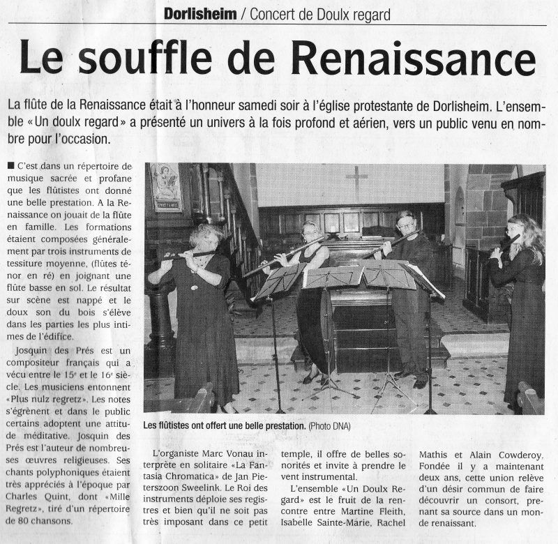 Article Dernière Nouvelles d'Alsace Dorlisheim